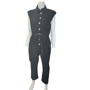 POL Black Corduroy Sleeveless Jumpsuit Women Small Grunge Granola Girl